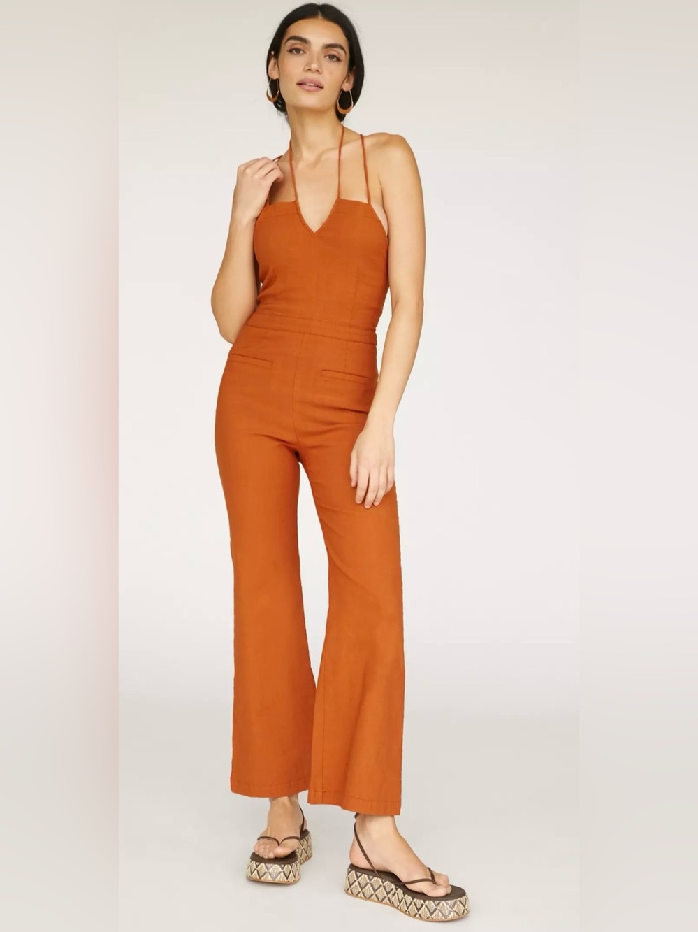 Anthropologie Maeve Colette Strappy Jumpsuit Rust 00P